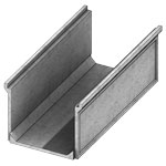 Isometric view of pedestrian 16 inch deep solid bottom pedestrian channel
