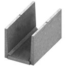 Concrete solid bottom 24 inch deep PT channel for pedestrian traffic trench runs.
