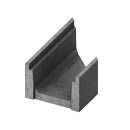 Concrete solid bottom 12 inch deep angled channel for heavy traffic H-40 rated trench runs.