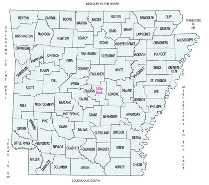 Image Link to a county map of Arkansas which is covered by GHMR