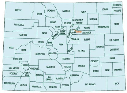 Colorado map of Peterson Company Sales territory