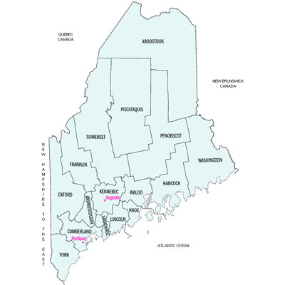 Maine county map of Shamrock Power Sales territory