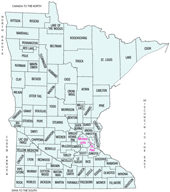 Image Link to a county map of Minnesota which is covered by Electrotech