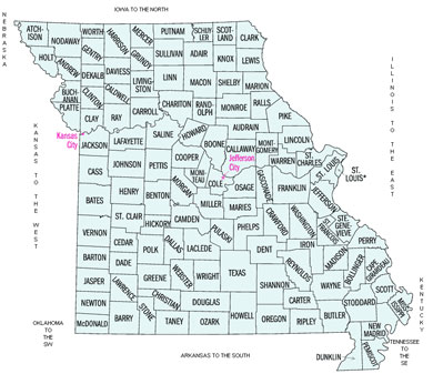 Image Link to a county map of Missouri which is covered by Electrorep