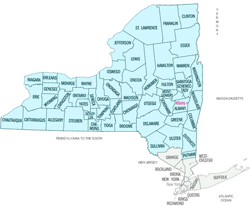New York county map of Shamrock Power Sales territory
