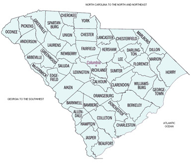 Image Link to a county map of South Carolina which is represented by GHMR