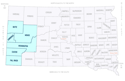 South Dakota map Peterson Company territory