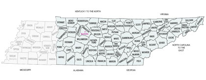 Image Link to a county map of East-Central Tennessee which is covered by GHMR's Birmingham Office