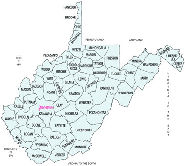 Image Link to a county map of West Virginia which is represented by Robert S. Howley Company
