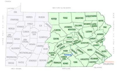 Pennsylvania county map of RW Chapman territory