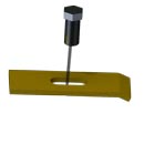 Yellow Zinc plated steel hold-down clamps for box pads and flat pads.
