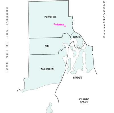 Rhode Island county map of Shamrock Power Sales territory