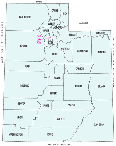 Utah map of Peterson Company Sales territory