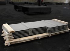 Photo of Fibercrete box pad dividers on a pallet.