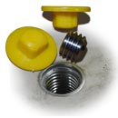 Plastic and stainless steel plugs used to protect and seal cast-in inserts.